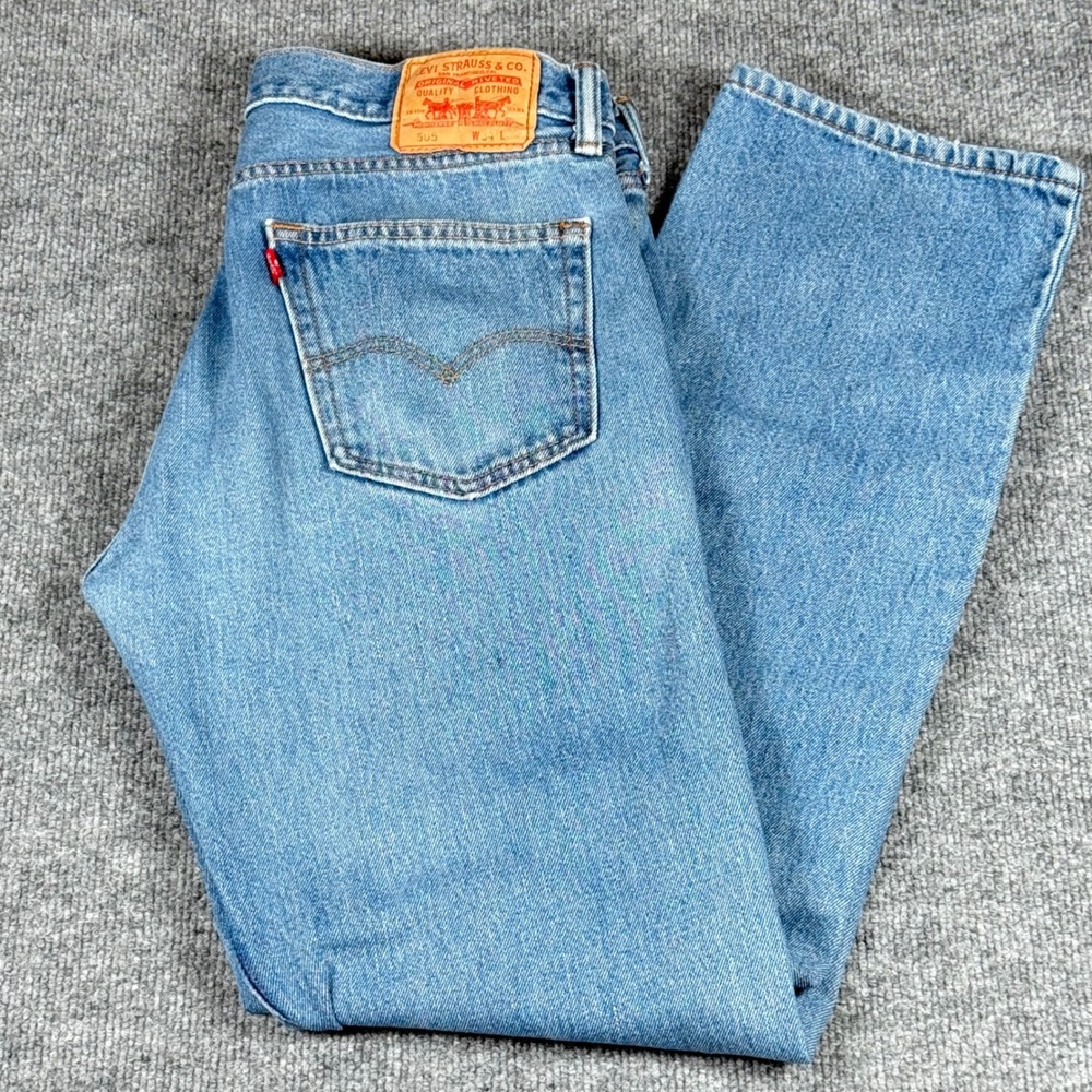 Levis 505 Regular Fit Straight Leg Jeans 34x34 Blue Denim 33.25" inseam Retro